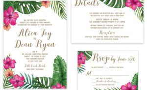 Hibiscus Palm Tropical Wedding Invitations