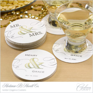 Be Sure Everyone Knows Whose Wedding They're at With These Custom Printed Wedding Coasters