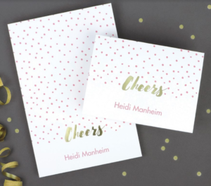 Foil Stamped and Pink Polka Dot Notecard